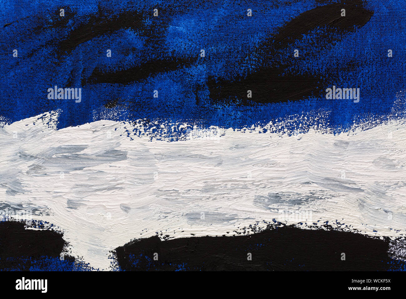 Abstrakt Blau, Weiß und Schwarz Pinselstriche, echten Ölgemälde auf Leinwand von Hand full frame Stockfoto