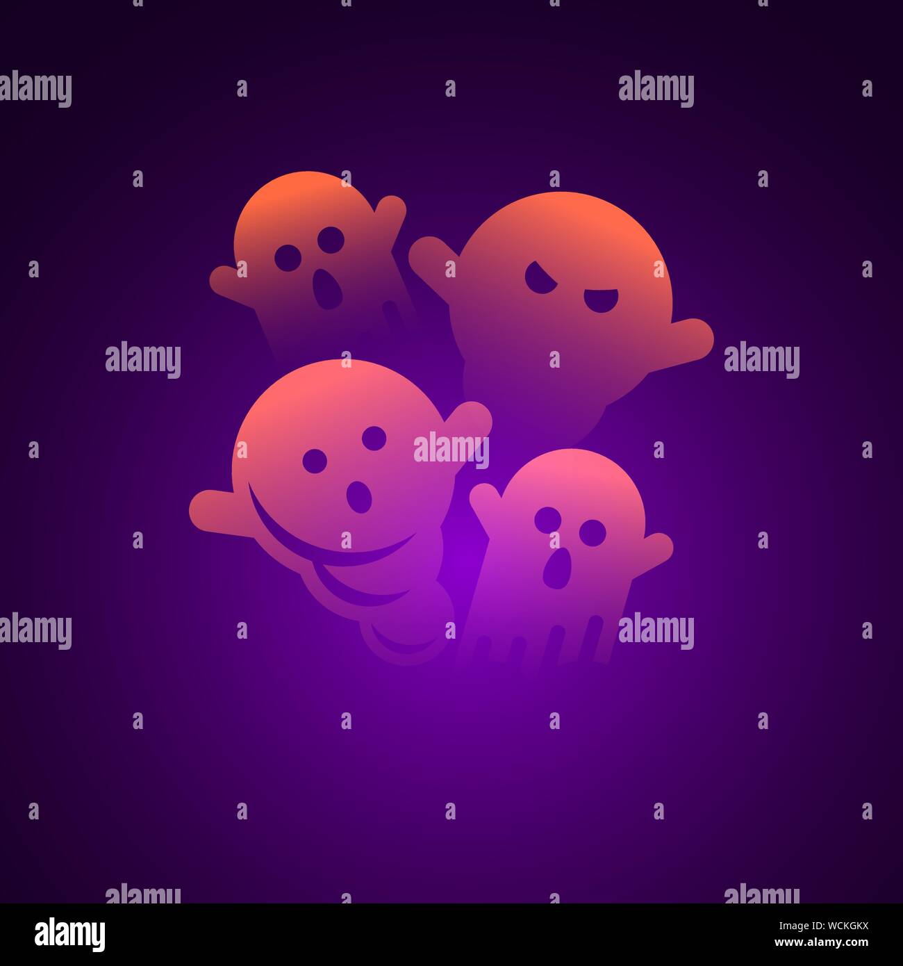 Süß und Spooky Halloween Geister Vector Illustration. Stock Vektor