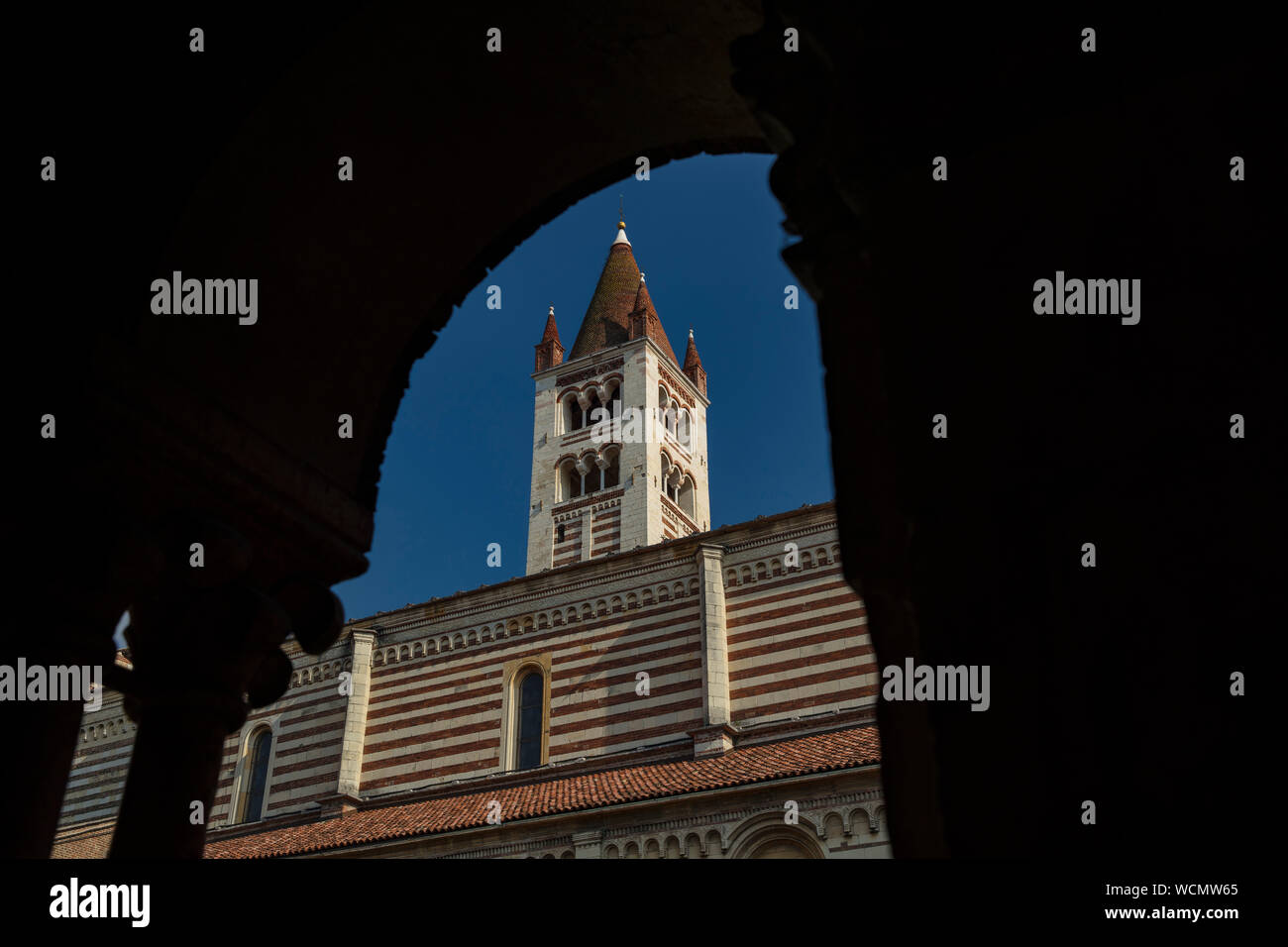 Verona, Italien, Europa, August 2019, einen Blick auf die Basilika di San Zeno Maggiore Stockfoto