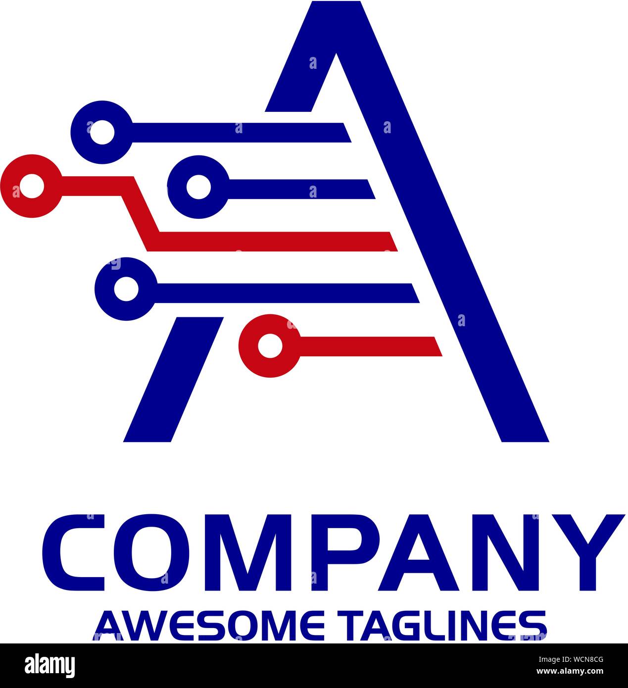 Kreative initial eine Tech logo Vektor, perfekt für Technologie smart-Logo, Computer und Daten Business Stock Vektor