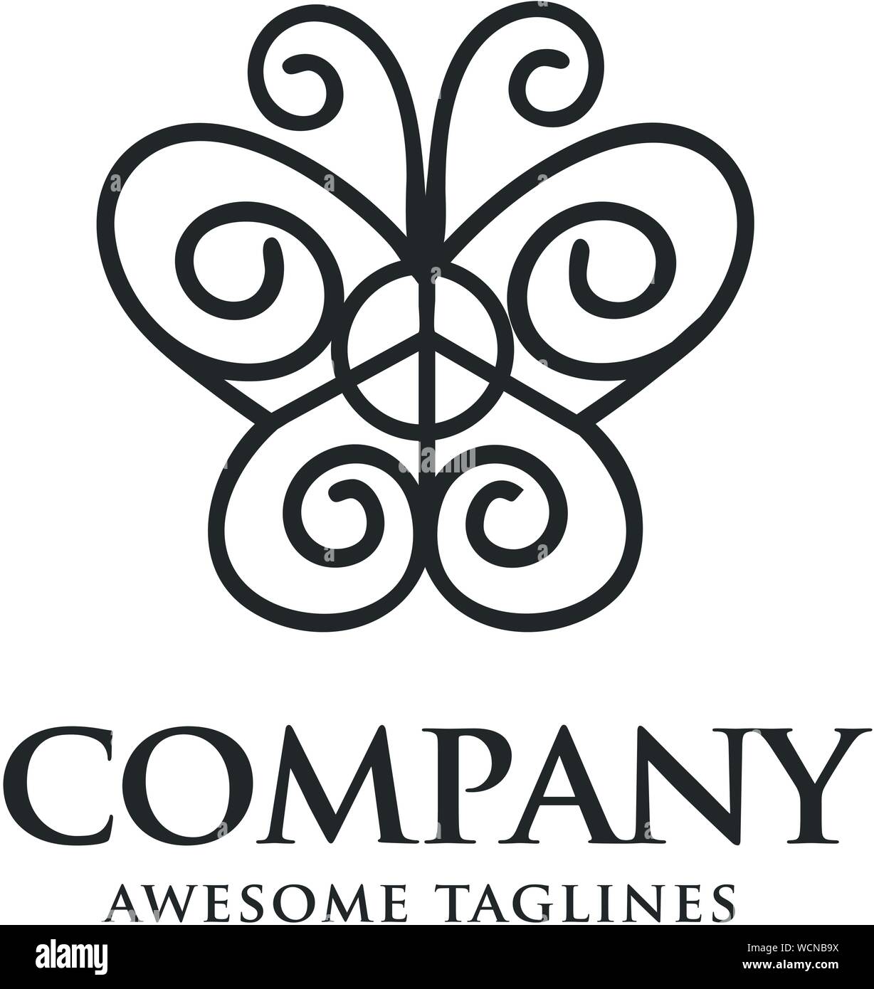 Abstract butterfly Line Art Schriftzug Emblem, Symbol, einfache Schmetterling Kunst Logo vektor Konzept element Stock Vektor