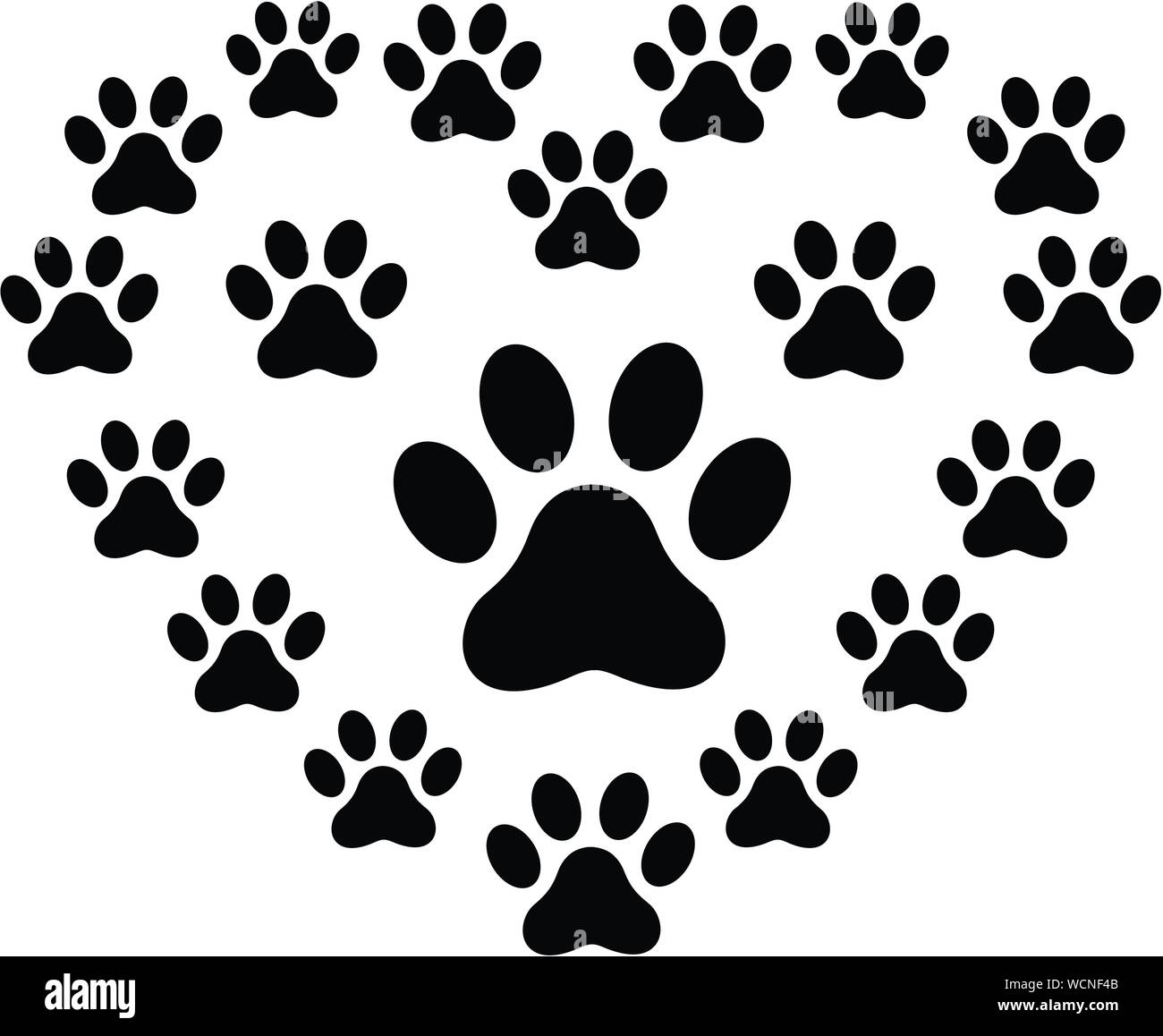 Pet paw Liebe logo, Tier-Bilanz mit Herz um Logo Stock Vektor