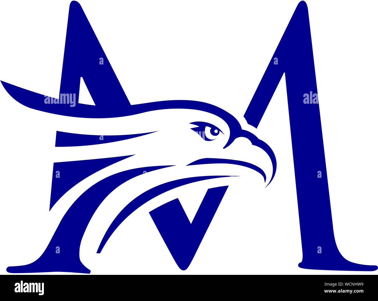 Kreative Anfangsbuchstaben M und Eagle Head Logo Design Template Stock Vektor