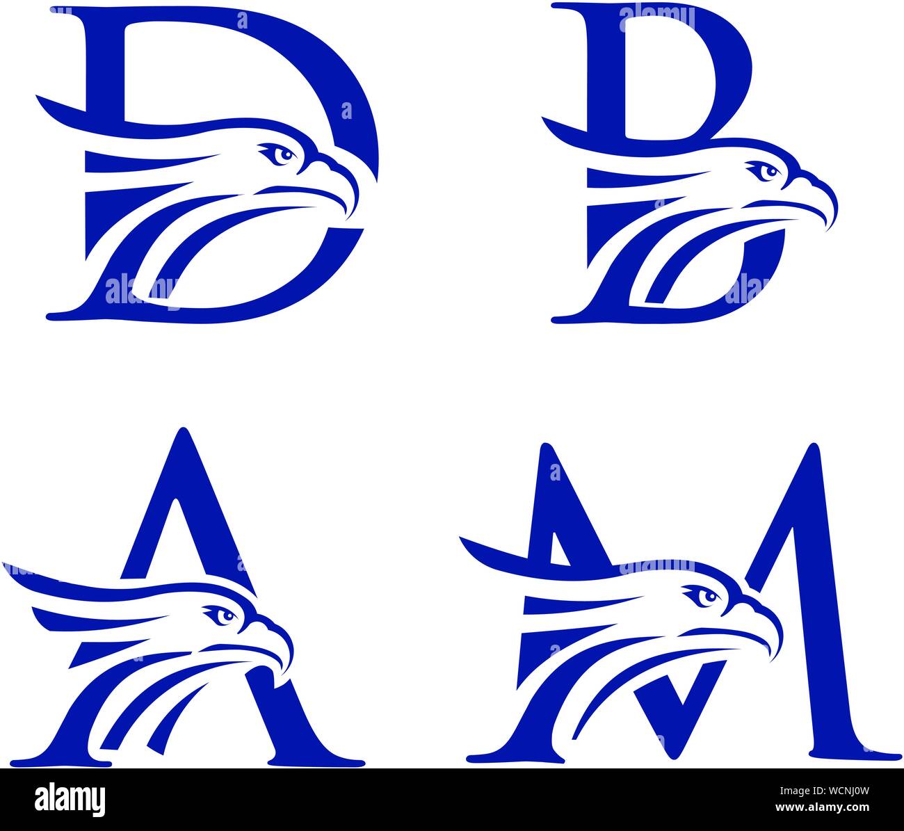 Kreative initial mit Eagle Head Logo Konzept Design vorlage Stock Vektor