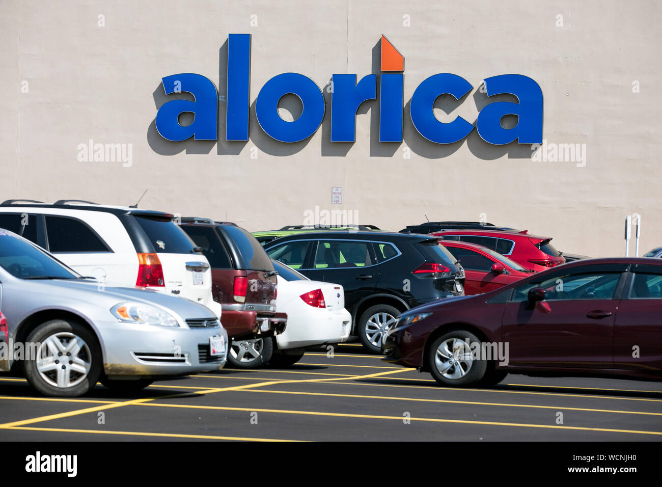 Ein logo Zeichen außerhalb eines Alorica Call Center Standort in Niles, Ohio am 12. August 2019. Stockfoto
