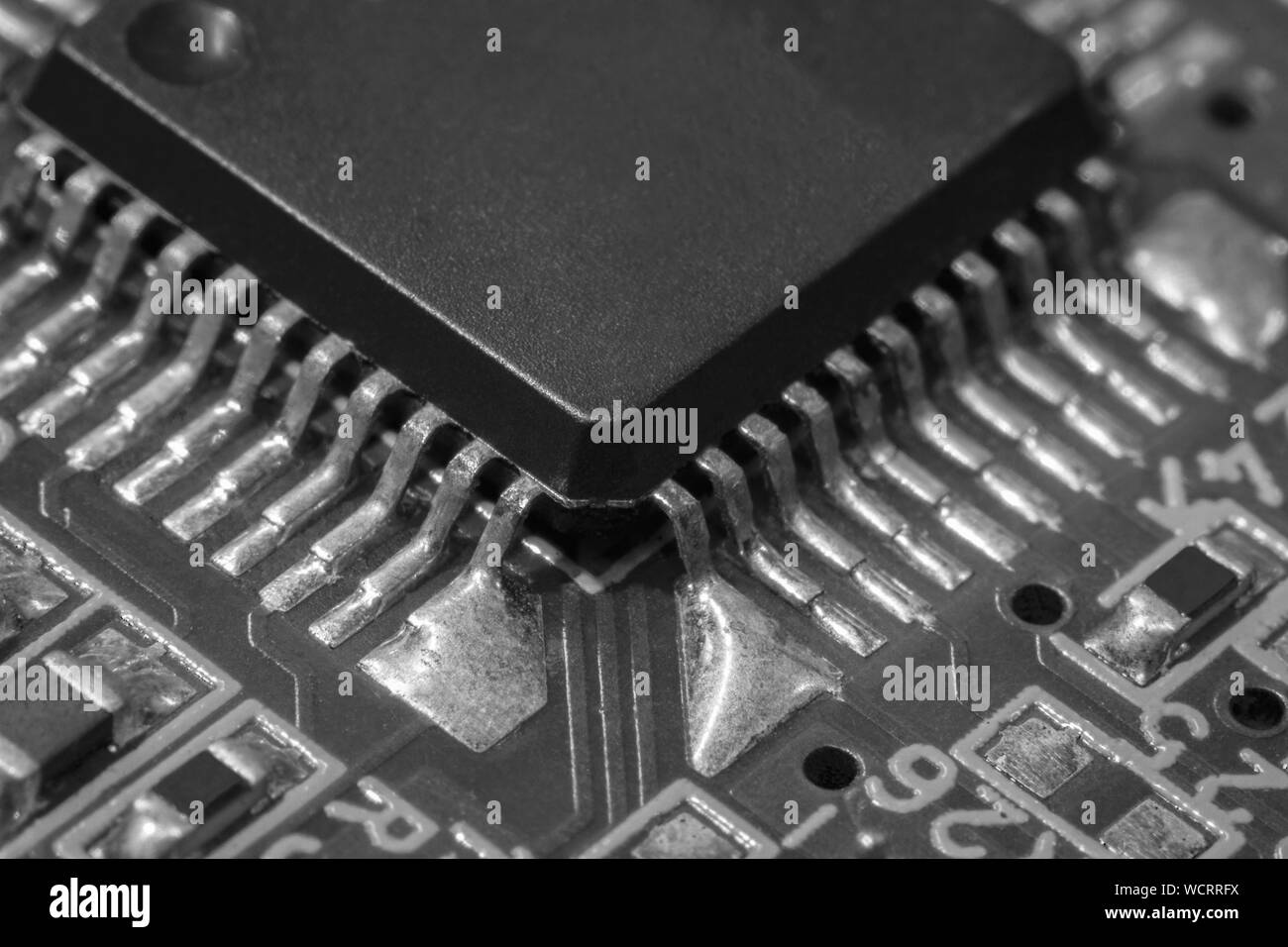Makroaufnahme elektronischer Mikrochip Nahaufnahme Stockfoto