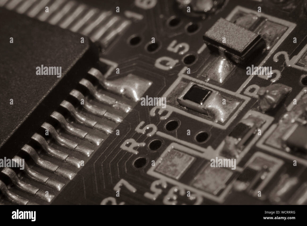 Makroaufnahme elektronischer Mikrochip Nahaufnahme Stockfoto
