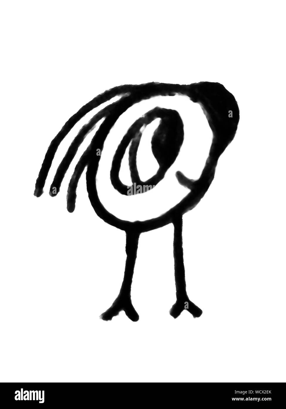 Schwarz und Weiß Bleistift Zeichnung niedlichen Charakter Monster auf weißem Hintergrund Stockfoto