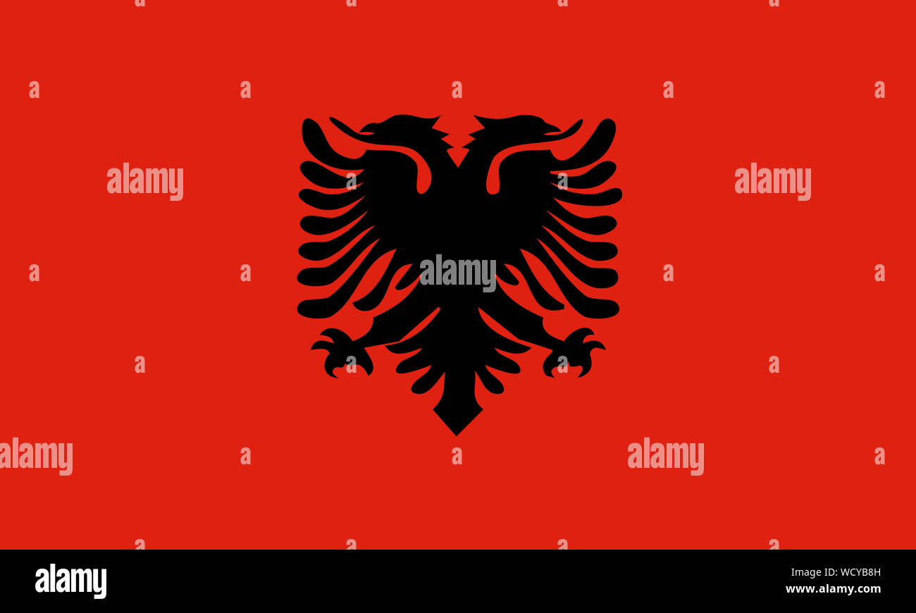 Flache albanische Flagge Stockfoto