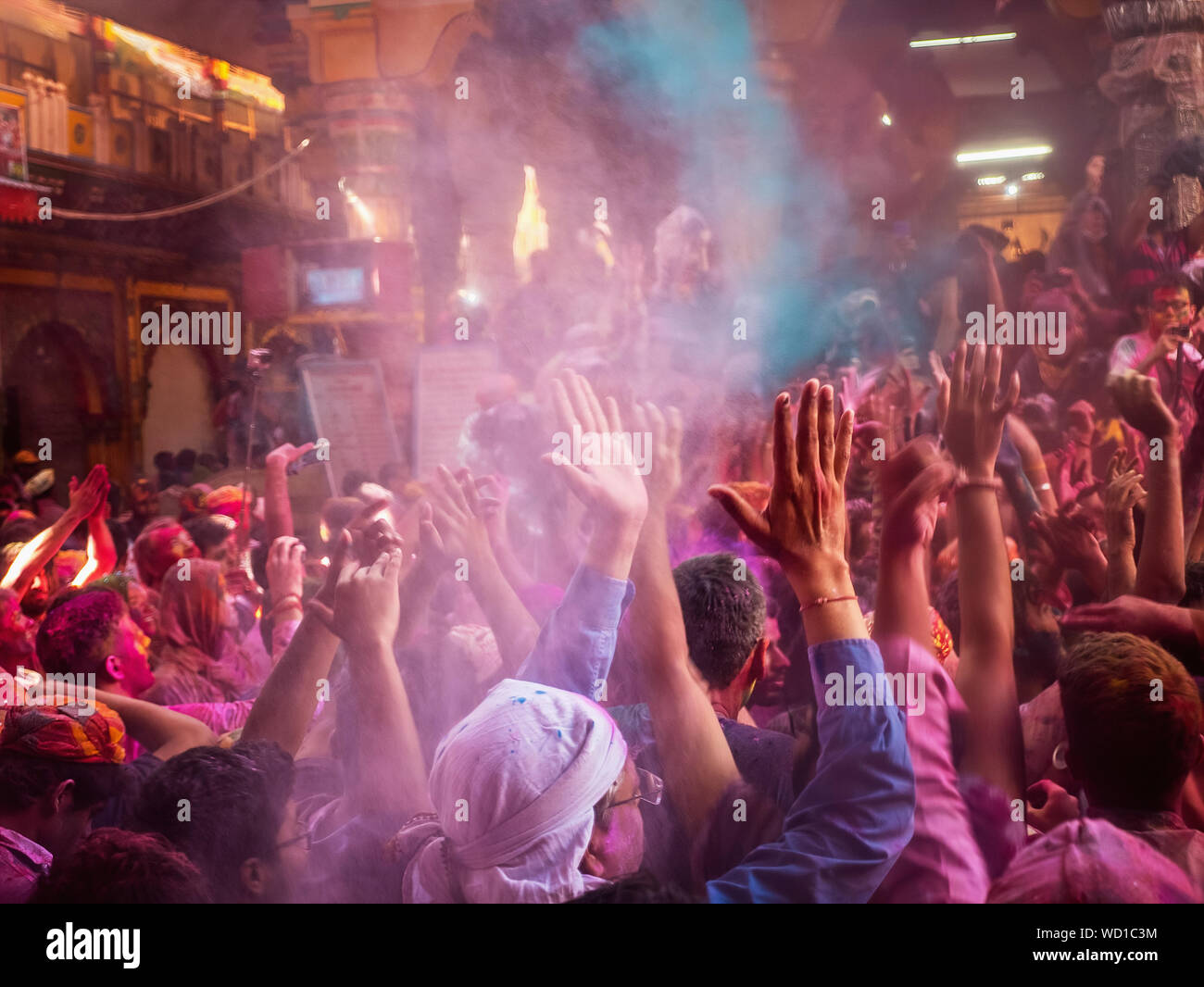 Die einheimischen Feiern Holi Holiday, Mathura, Uttar Pradesh, Indien, Asien Stockfoto