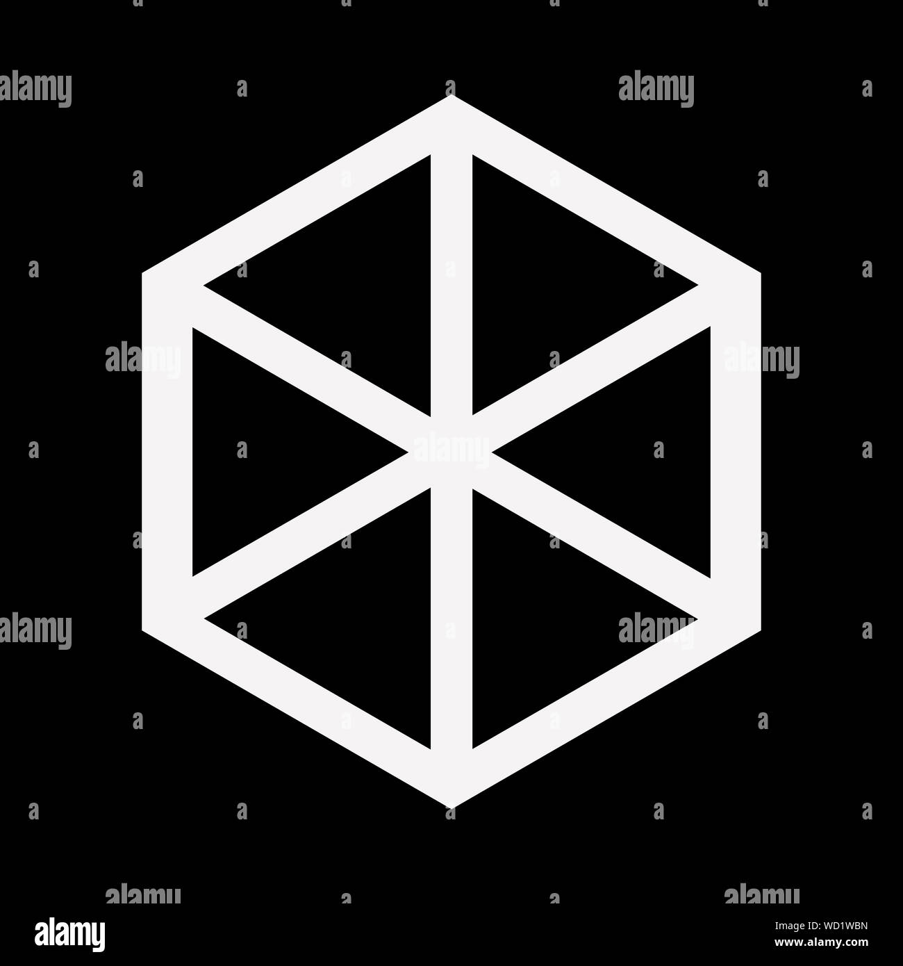 Würfel als Hexagon wahrgenommen Stockfoto