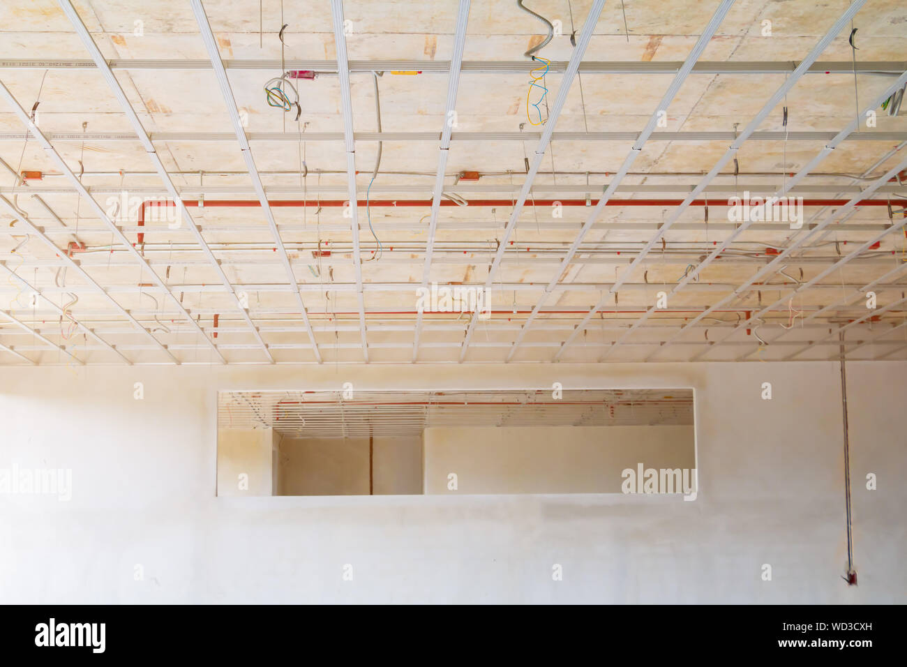Suspended Ceiling Structure Installation Gypsum Stockfotos
