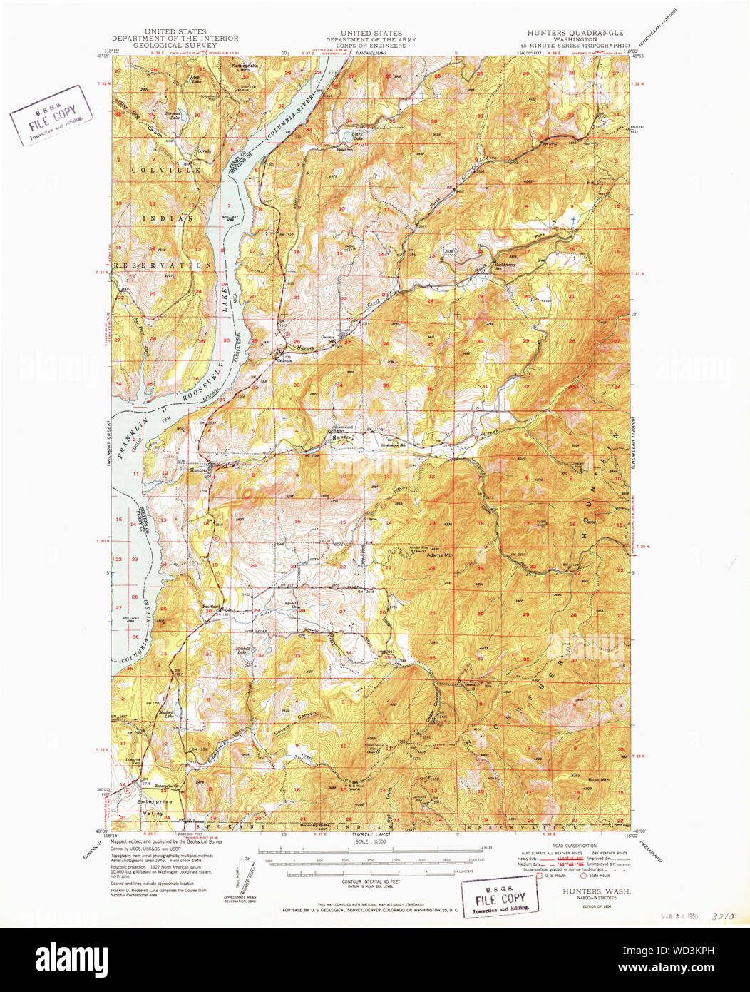 USGS Topo Karte Staat Washington WA Jäger 241620 1950 62.500 Wiederherstellung Stockfoto