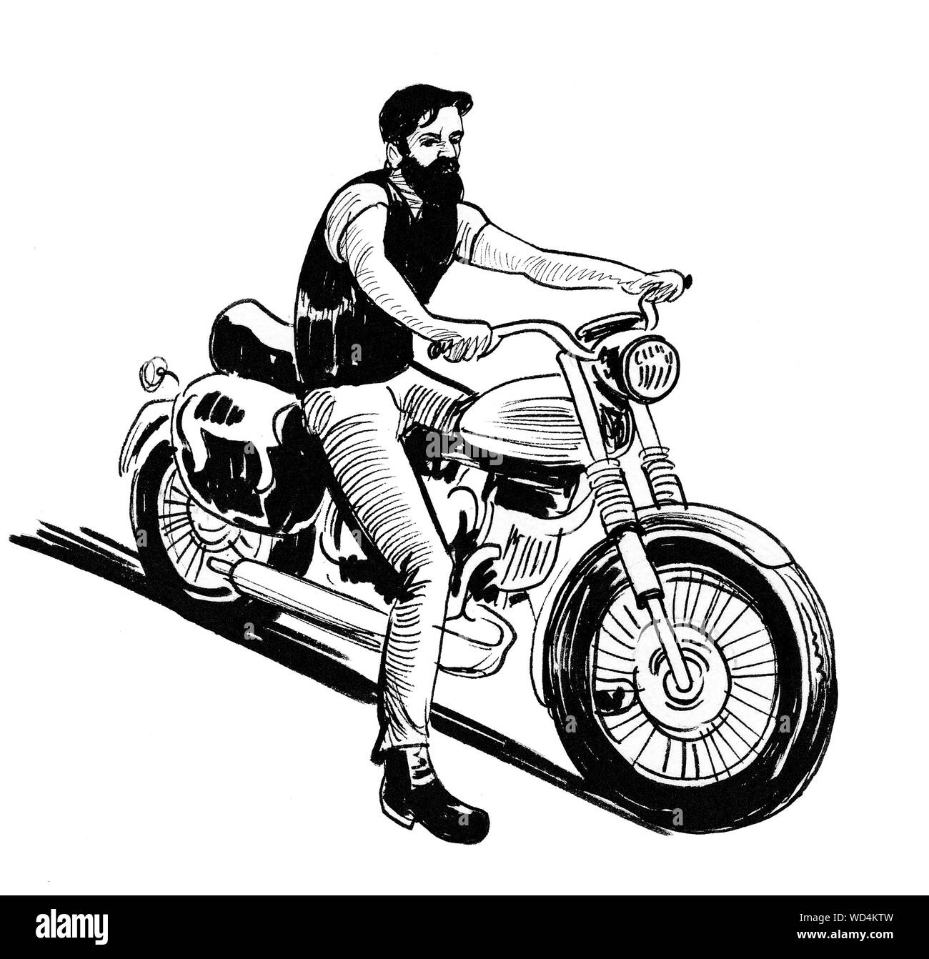 Biker zeichnung Schwarzweiß-Stockfotos und -bilder - Alamy