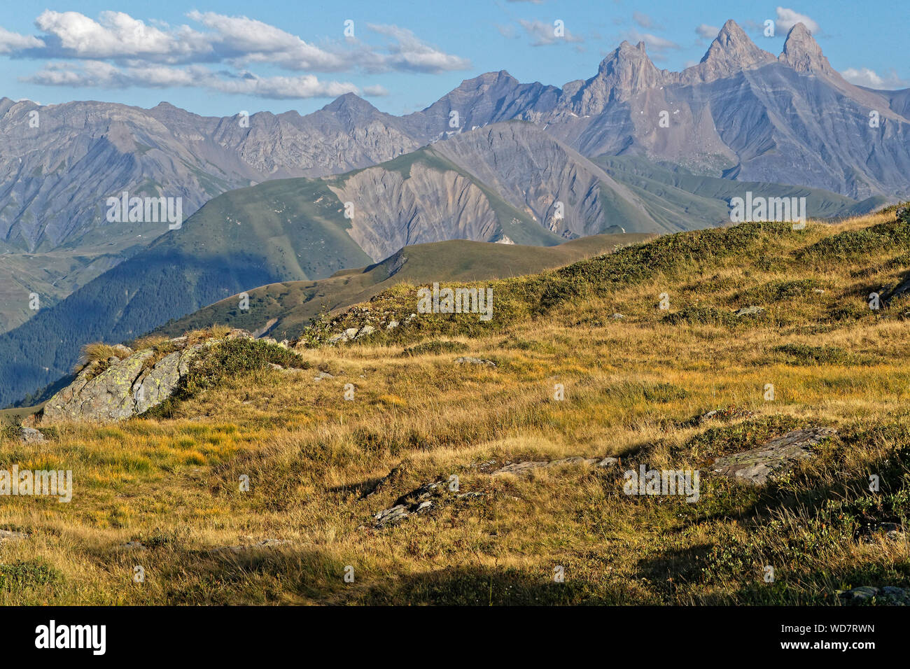 Berühmte Gipfel der Aiguilles d'Arves in den französischen Alpen Stockfoto