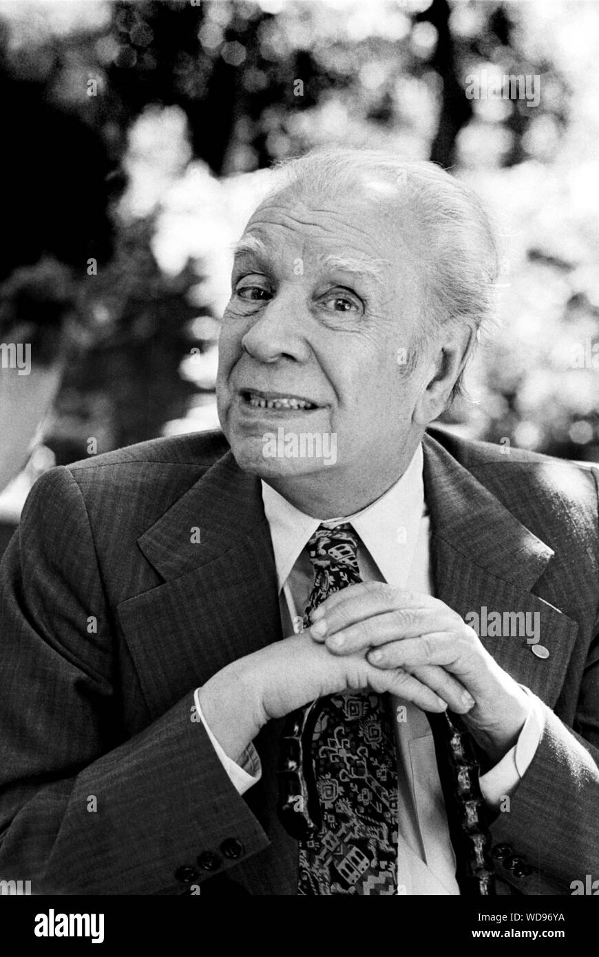 Der argentinische Schriftsteller Jorge Luis Borges (Mailand, Italien, 1980) Stockfoto