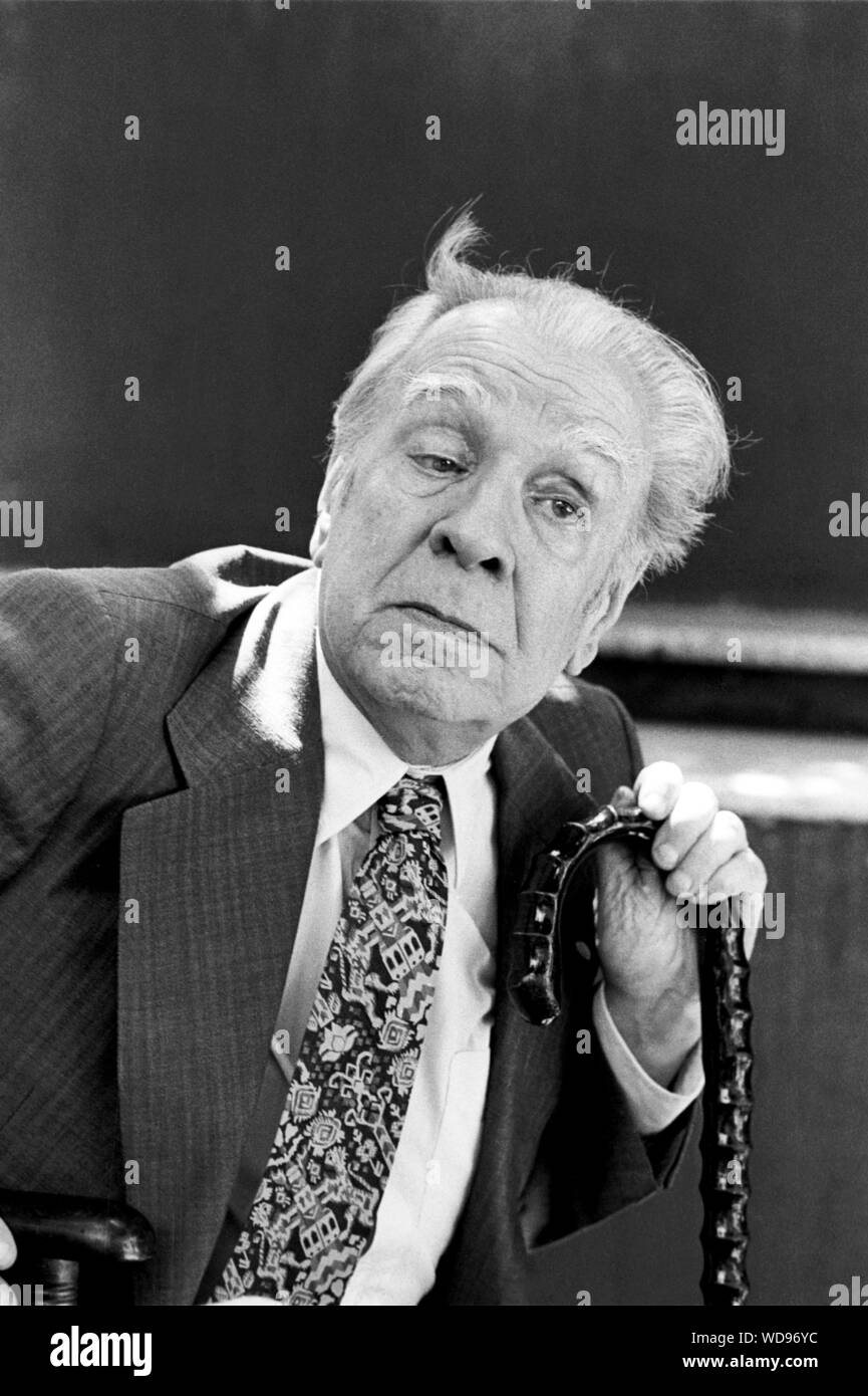 Der argentinische Schriftsteller Jorge Luis Borges (Mailand, Italien, 1980) Stockfoto