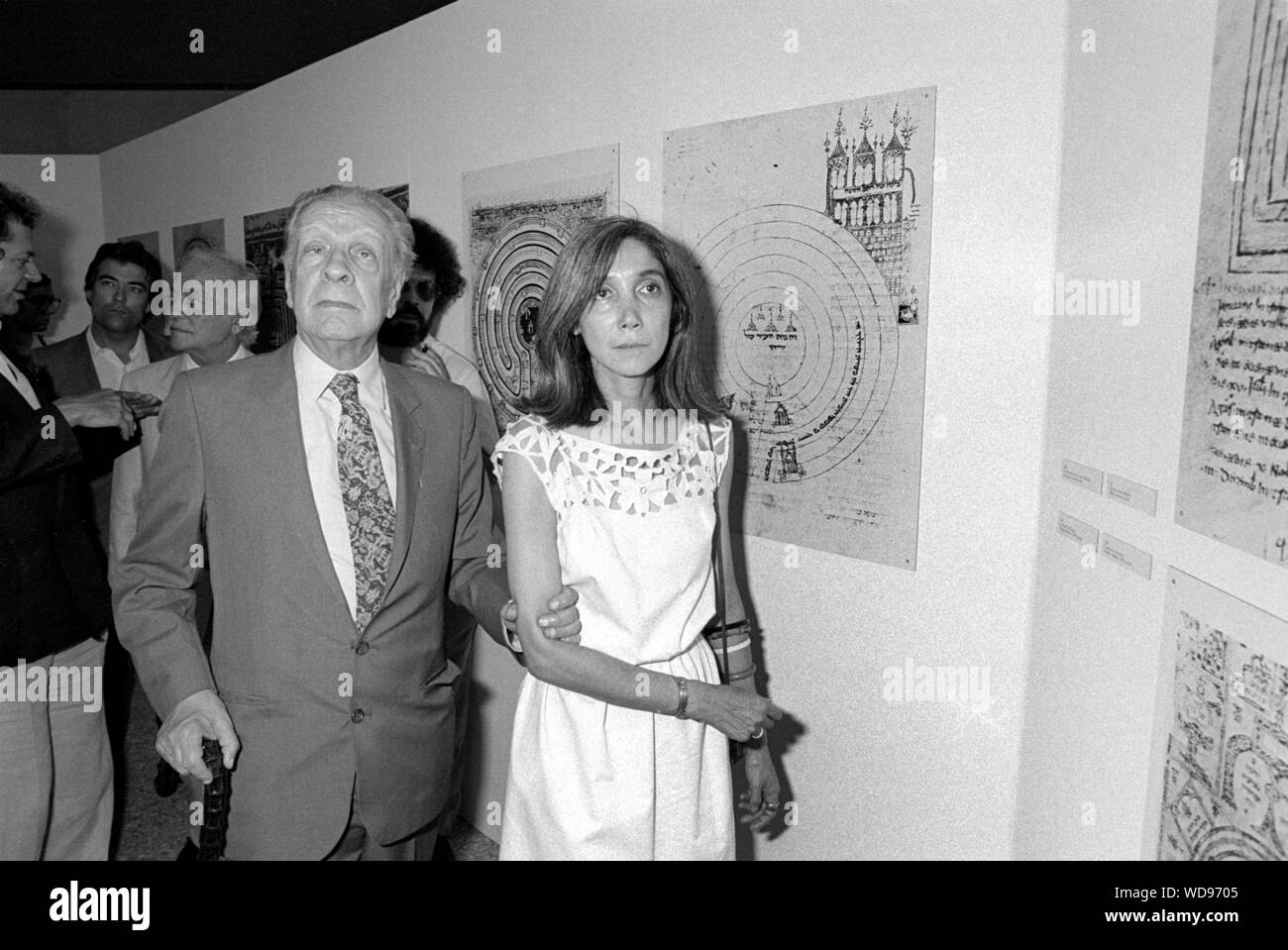 Der argentinische Schriftsteller Jorge Luis Borges und seine Frau Maria Kodama (Mailand, Italien, 1981) Stockfoto