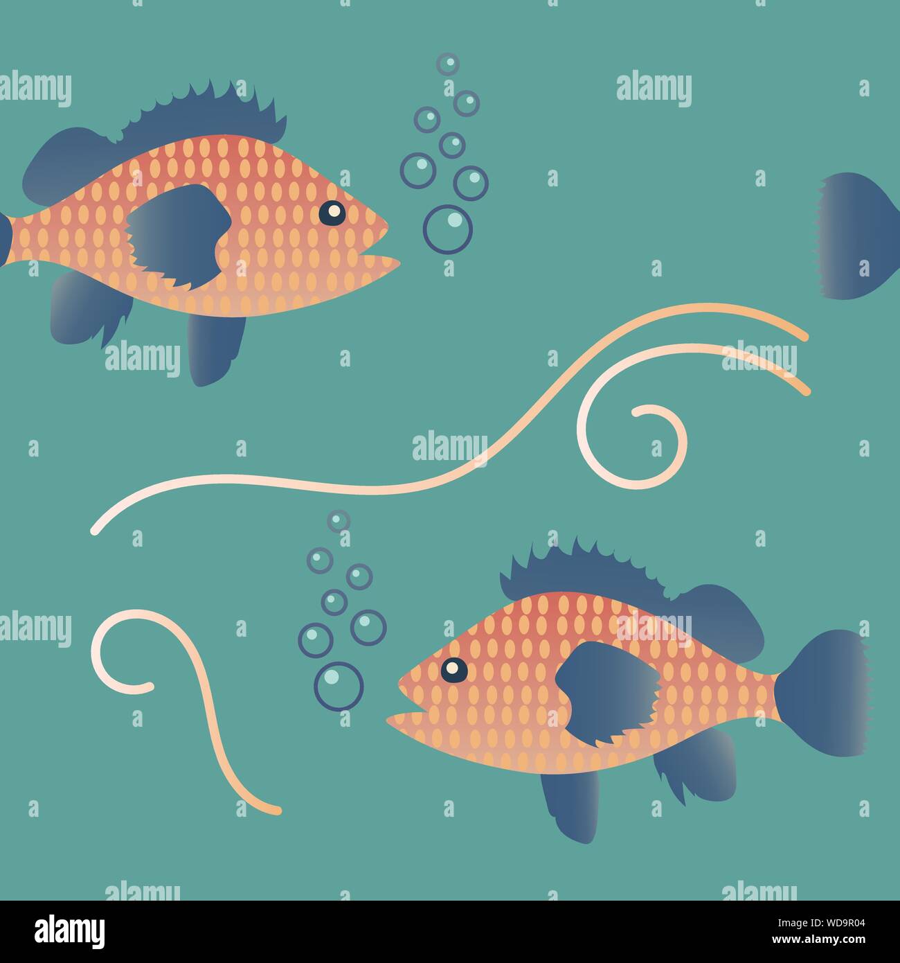 Nahtlose Muster mit Fischen in der Unterwasserwelt. Bunte künstlerischen Hintergrund. Vector Illustration, eps 10. Stock Vektor