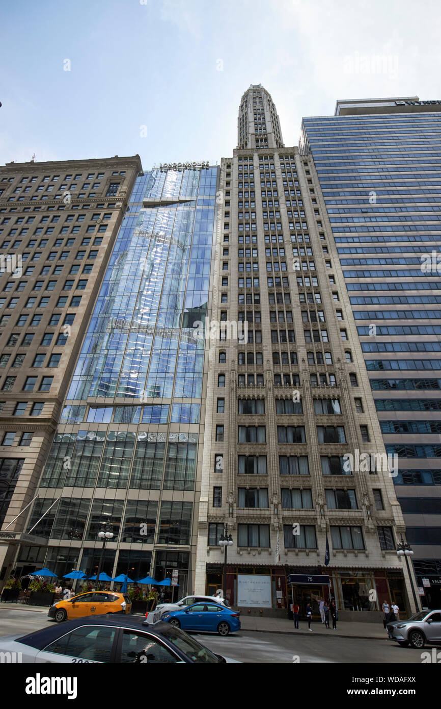 75 Wacker Drive Mather Tower und London House Gebäude Chicago Illinois Vereinigte Staaten von Amerika Stockfoto