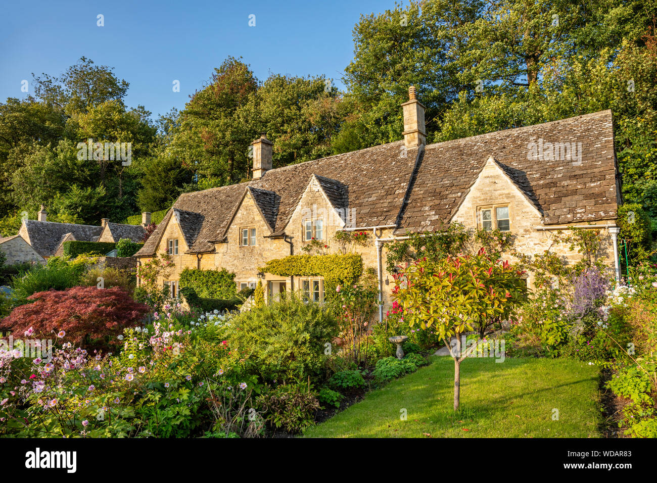 Cotswolds Village Bibury Old stone Cottages bibury Village Wiltshire england uk gb Europa Stockfoto