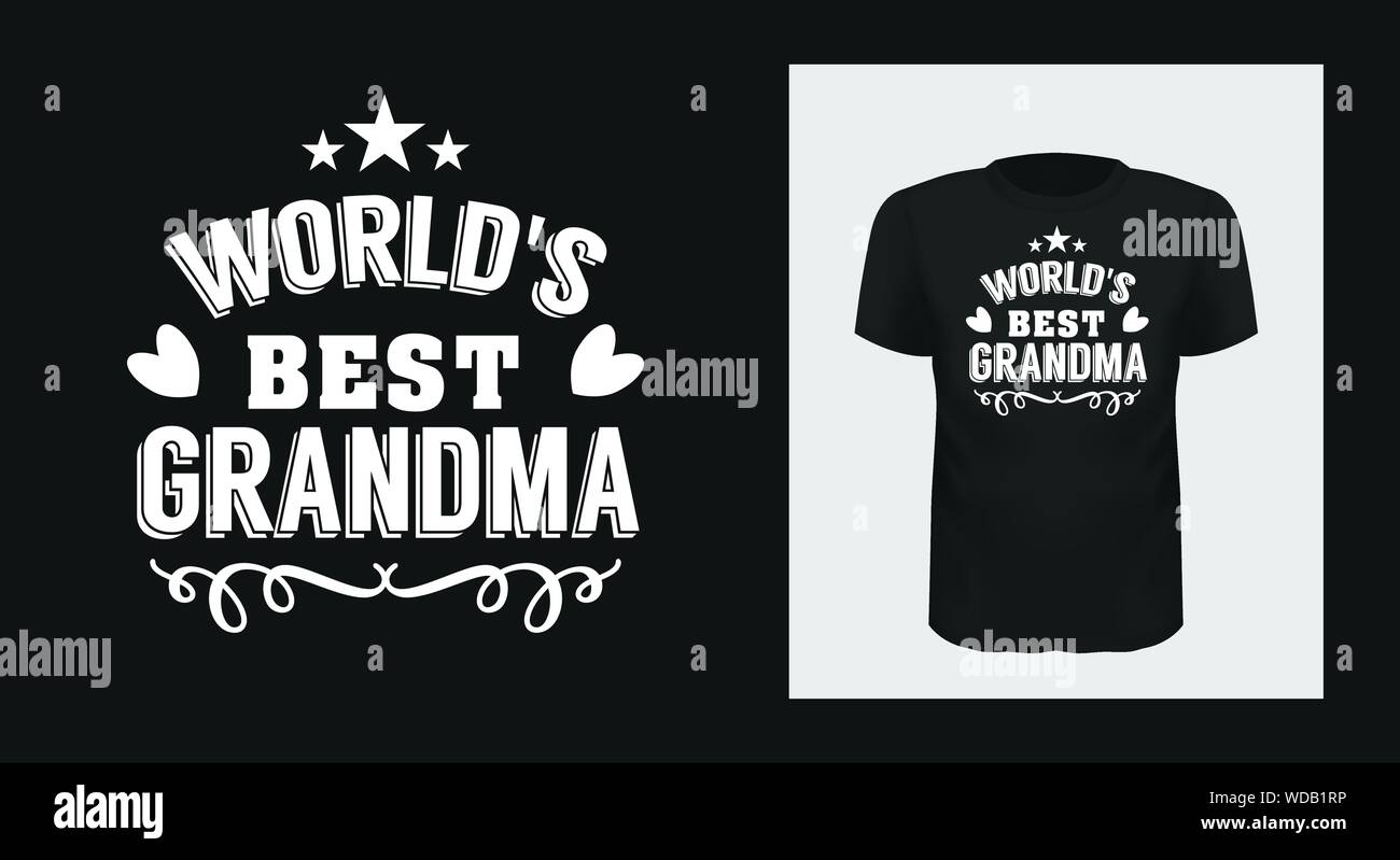 Weltbesten Grandma t-shirt Design. Großmutter gruss Phrase auf Short Sleeve Shirt. White kreativ Typografie für schwarze Kleid Mock up. Gran Stock Vektor