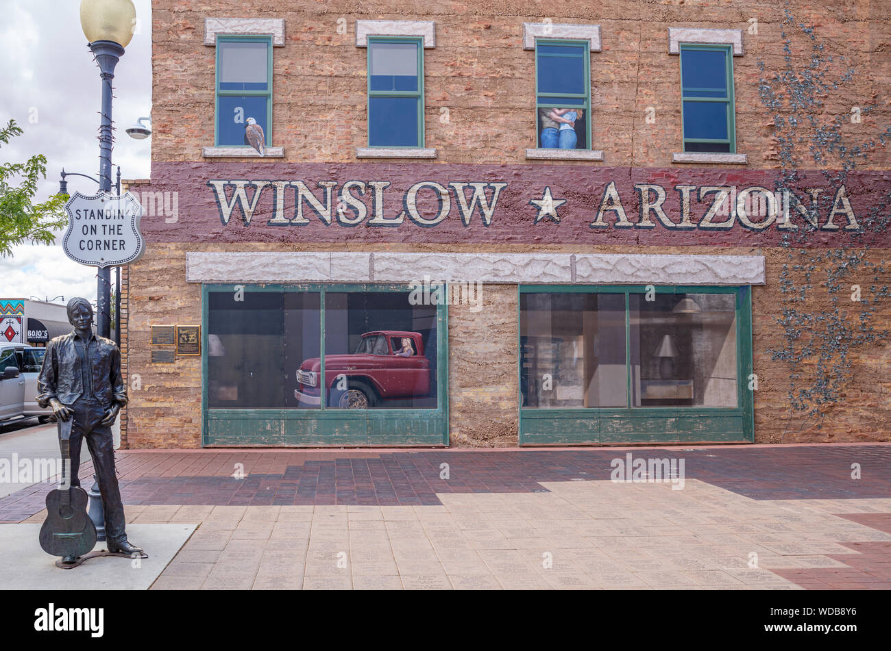 Winslow Arizona, USA. 23. Mai 2019. An der Kreuzung Statue, der historischen Route 66, road trip Stockfoto