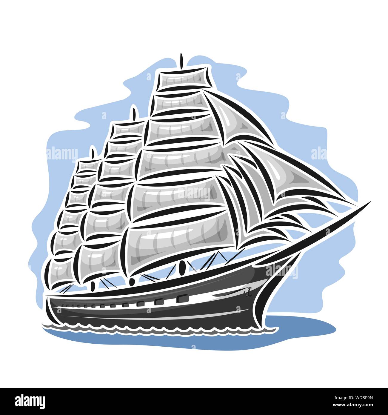 Vektor Logo der Segelschiff im Meer. Stock Vektor