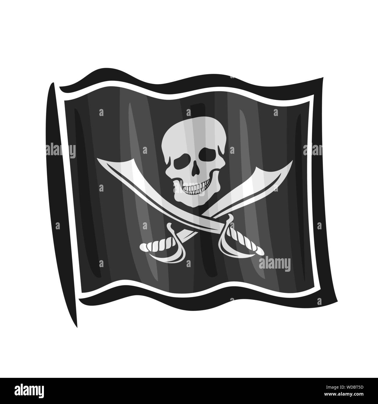 Vector Abbildung: schwarz Cartoon pirate Flagge Jolly Roger. Stock Vektor