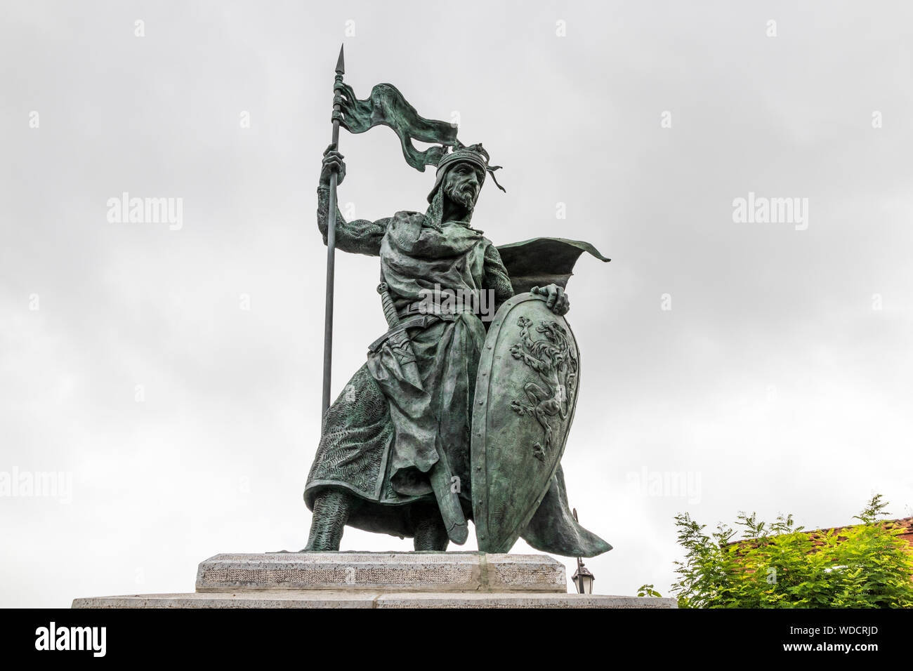 Leon, Spanien. Denkmal für Alfonso IX (1171-1230), König von Leon und Galicien, durch Estanislao Garcia Olivares in der Plaza de Santo Martino square gemacht Stockfoto
