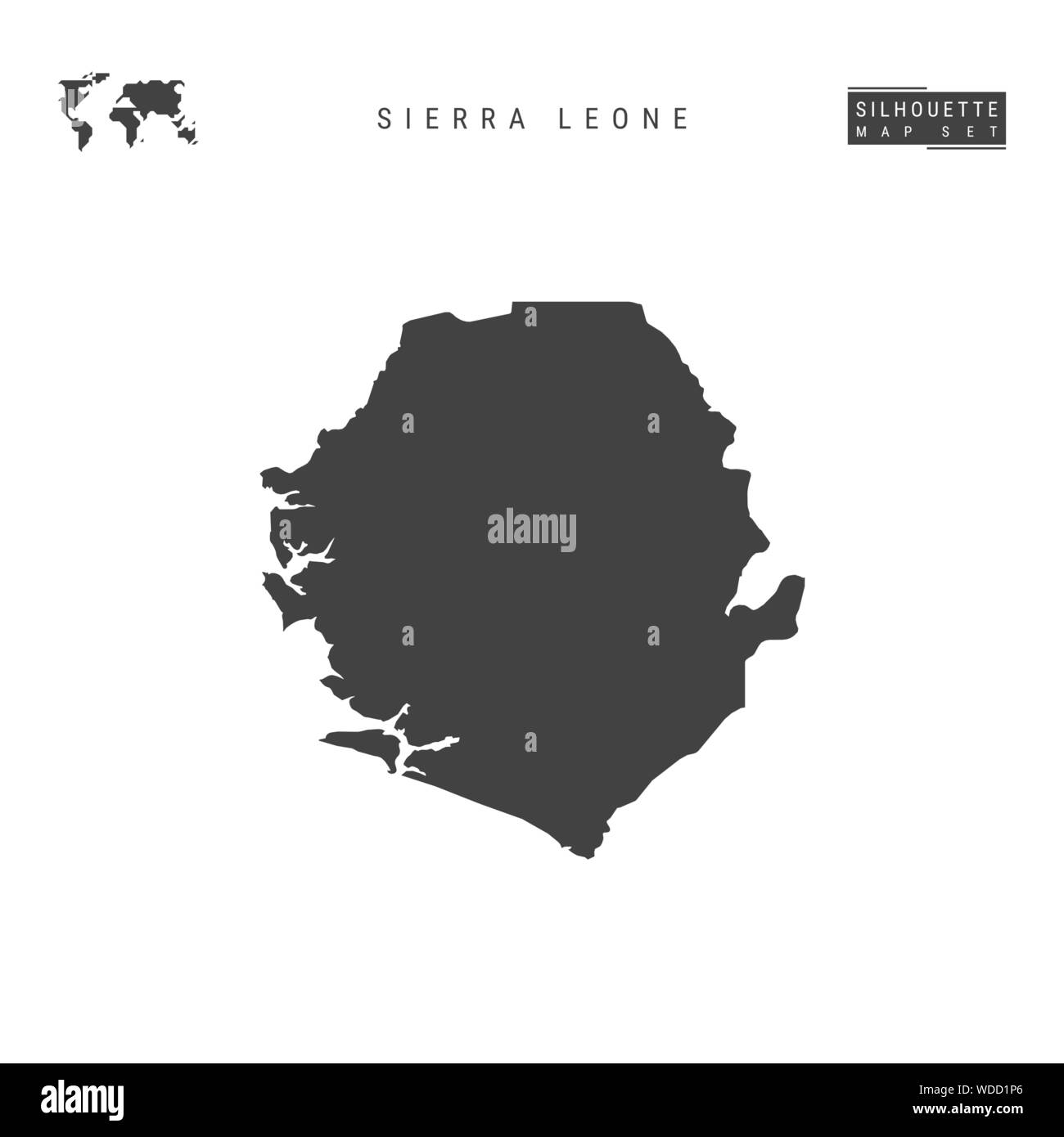 Sierra Leone leeren Vektor Karte isoliert auf weißem Hintergrund. High-Detailed schwarze Silhouette Karte von Sierra Leone. Stock Vektor