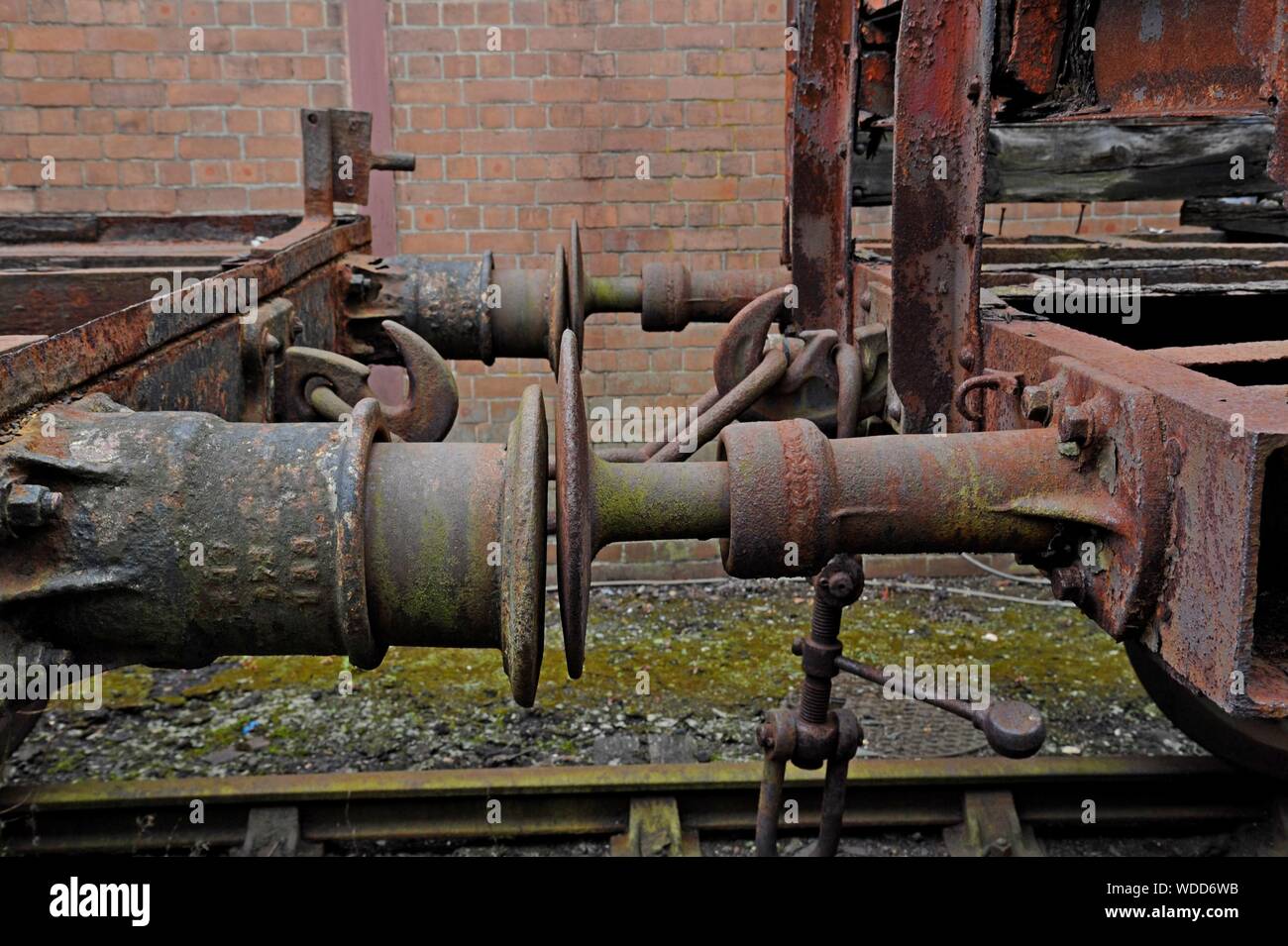 Rost wagen Puffer in Didcot Railway Centre, Oxfordshire Stockfoto