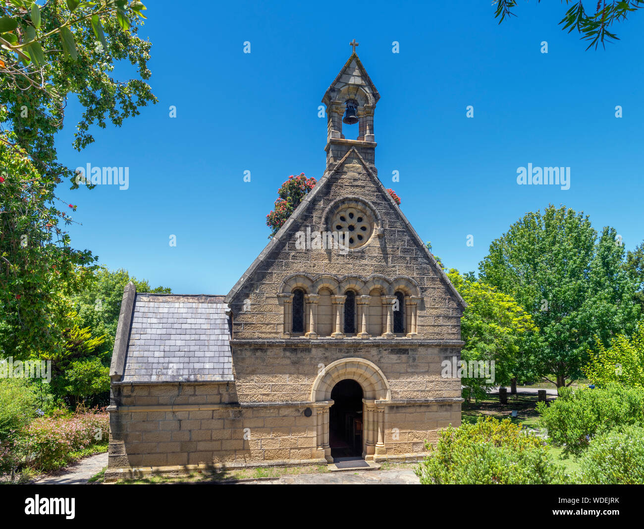 Normannischen Stil Kirche in Belvidere, Knysna, Garden Route, Western Cape, Südafrika Stockfoto