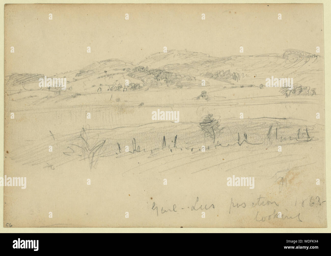 Genl Lees, 1863, Abstract / Medium: 1 Zeichnung an den cremefarbenen Papier: Bleistift 9,7 x 14,0 cm. (Blatt). Stockfoto