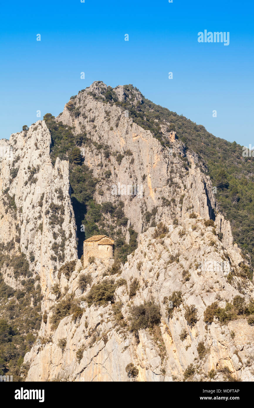 Kapelle von La Pertusa in Congost de Montrebei, Serra del Montsec, La Noguera, Lleida, Spanien Stockfoto