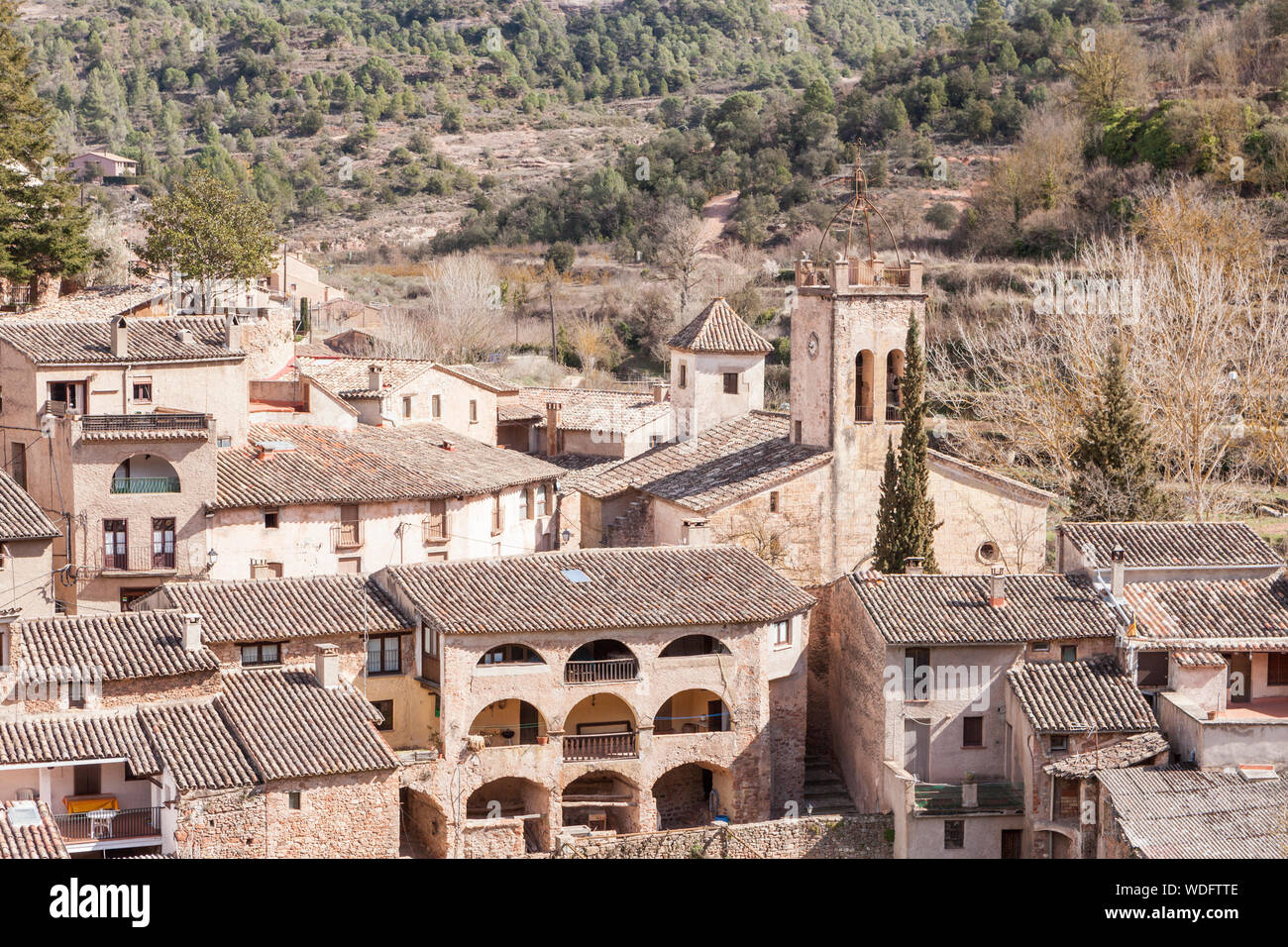 Mura Dorf im Naturpark Sant Llorenç Del Munt i l'Obac, Barcelona, Spanien Stockfoto