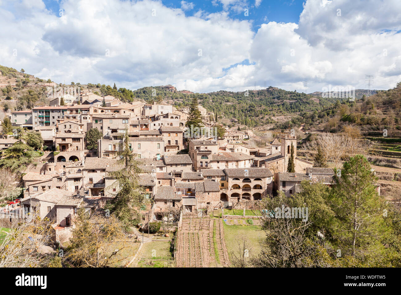 Mura Dorf im Naturpark Sant Llorenç Del Munt i l'Obac, Barcelona, Spanien Stockfoto