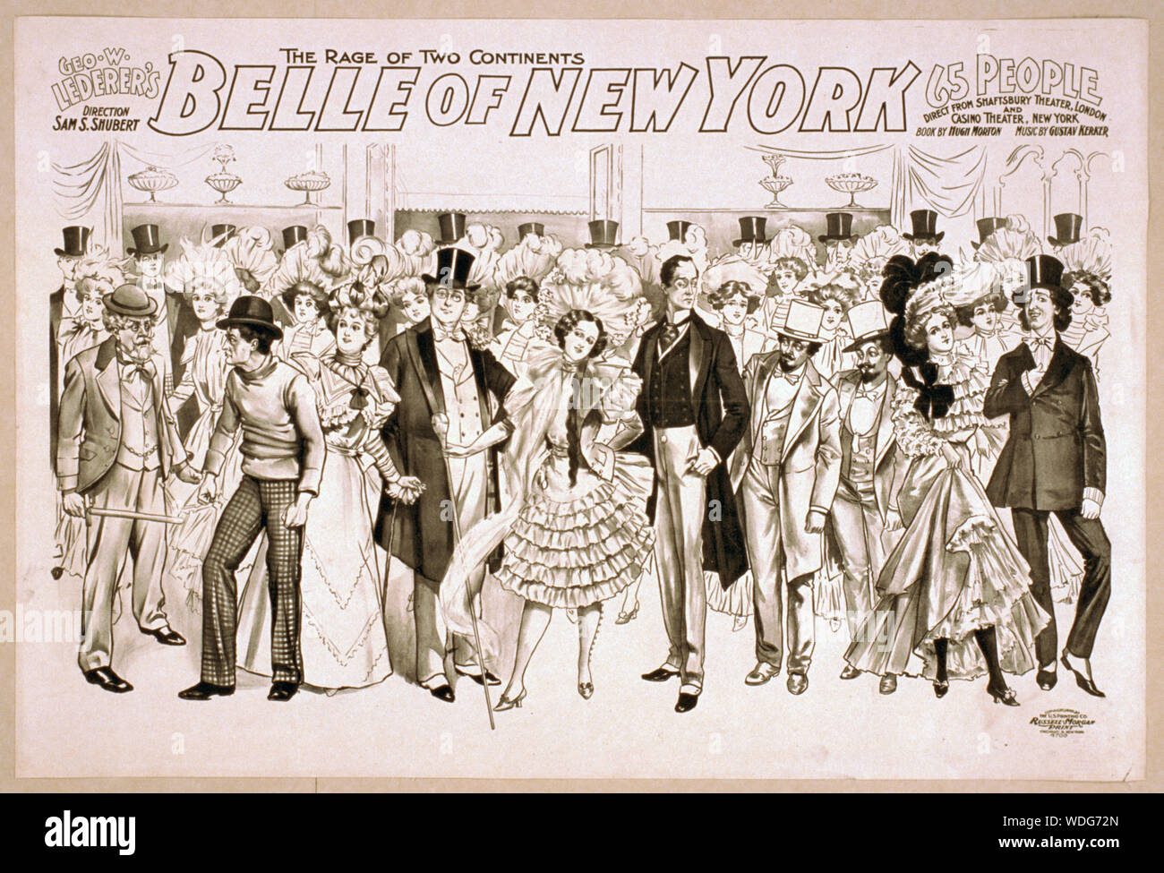 Geo. W. Lederer Belle von New York die Wut von zwei Kontinenten: Buch von Hugh Morton Musik von Gustav Kerker. Abstract / Medium: 1 drucken: Schwarzweiß Lithographie Blatt 71 x 106 cm. (Poster Format) Stockfoto