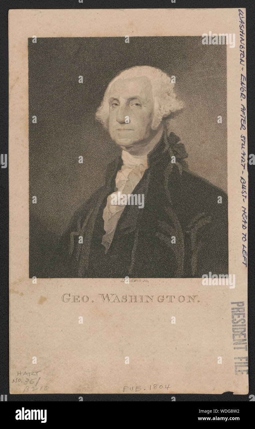 Geo. Washington/D. Edwin sc. Abstract / Medium: 1 Print: Walze Gravur Blatt 19,2 x 11,9 cm. Stockfoto