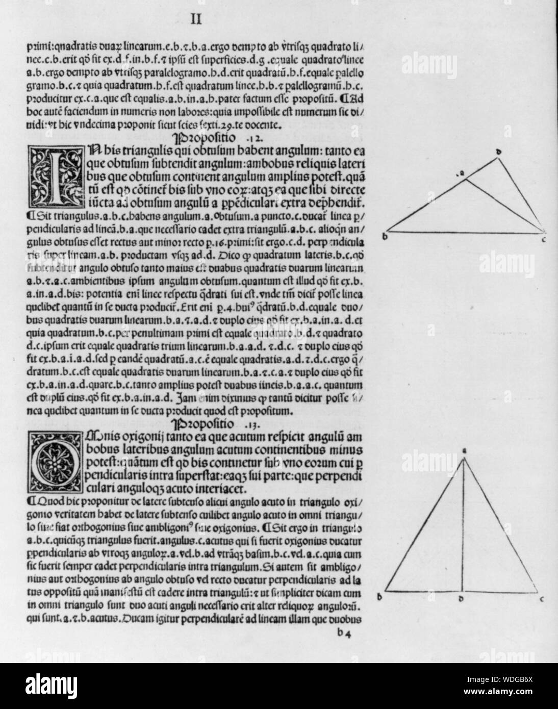 Geometrische Diagramme in Rande der Text der ersten gedruckten Ausgabe von Euklids Elementen, die Sie Abb.: 2 Diagramme von Text (Seite II) Abstract/Medium drucken: 1. Stockfoto