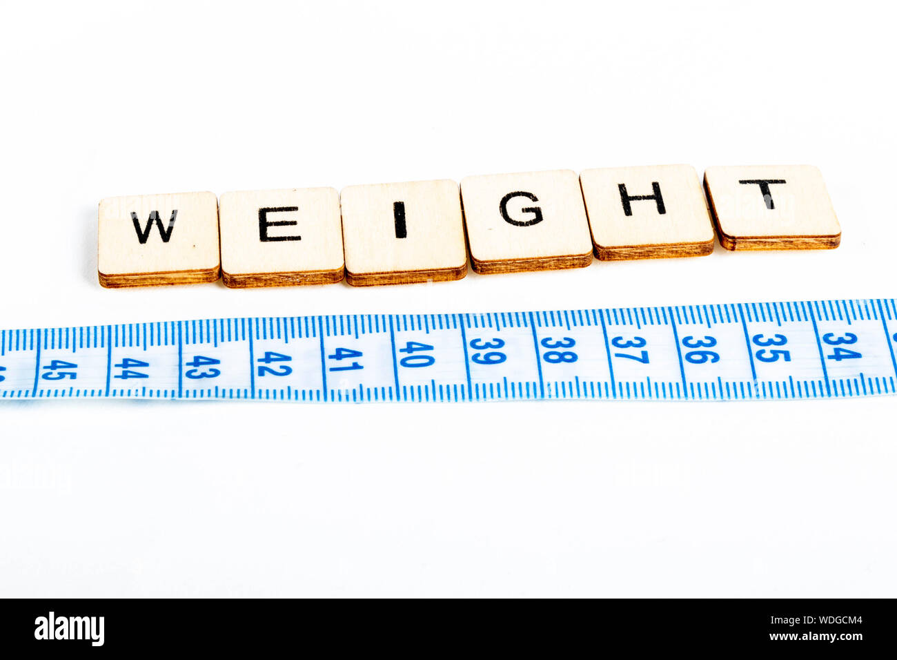 Gesundheit Konzept von einem Maßband messen auch die Nachricht Gewicht Stockfoto
