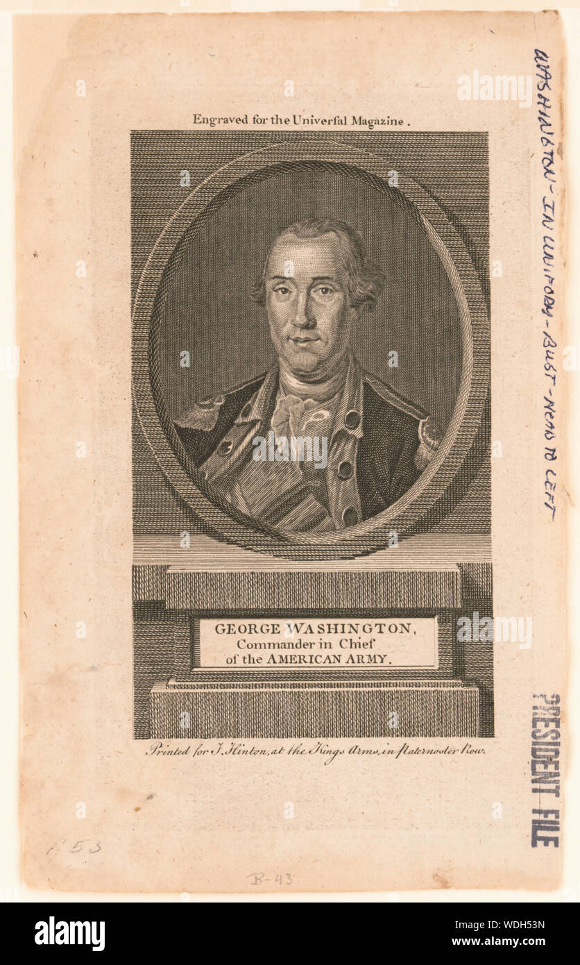 George Washington, Oberbefehlshaber der amerikanischen Armee Stockfoto