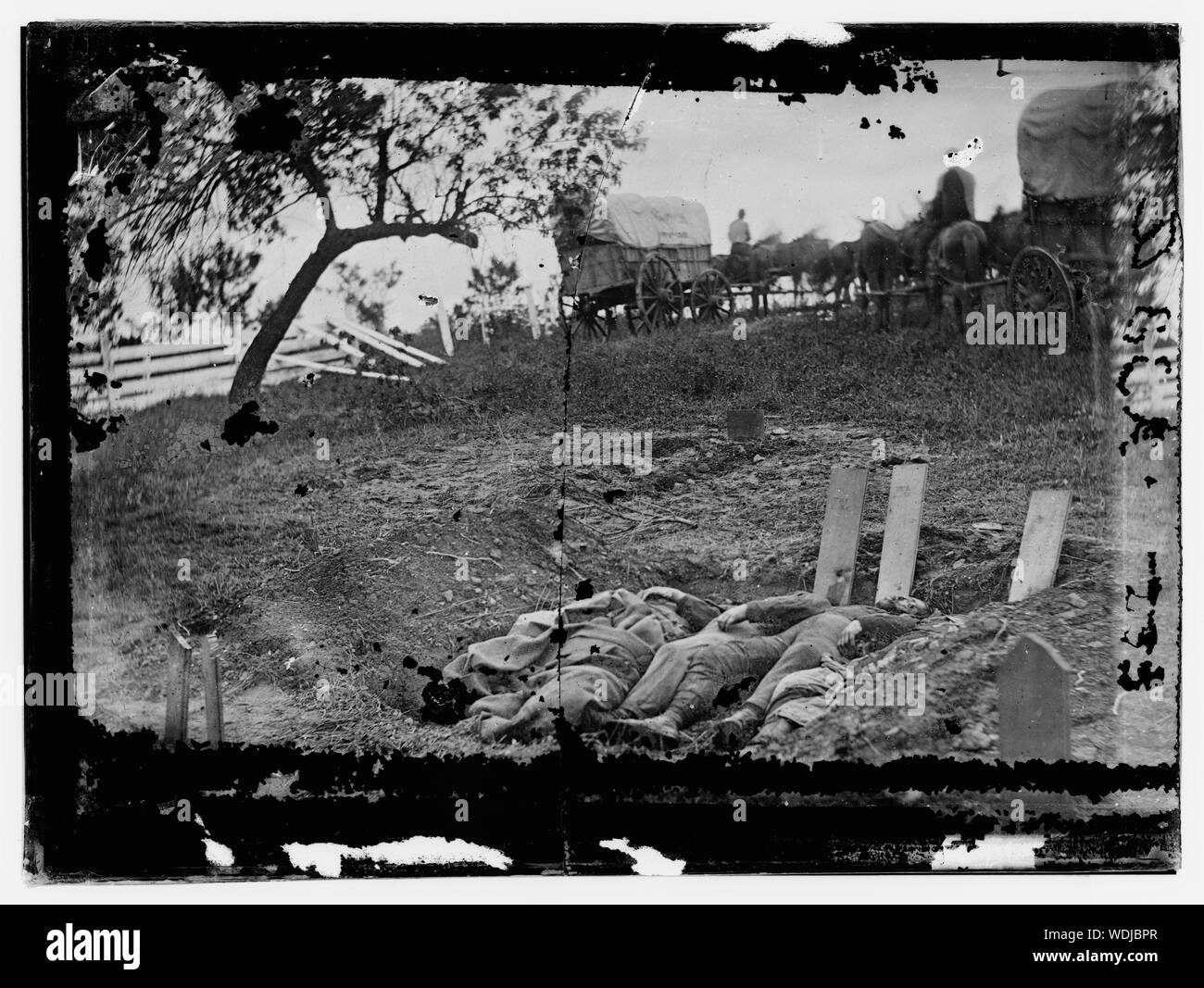 Gettysburg, Pennsylvania. Unvollendete konföderierte Grabstätten in der Nähe von der Mitte des Schlachtfeldes Stockfoto