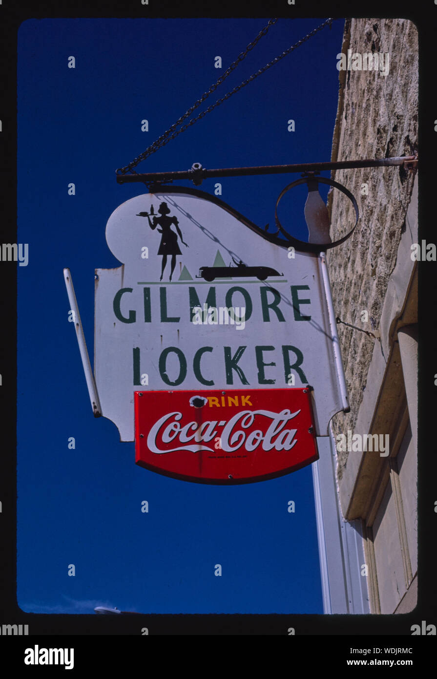 Gilmore Schließfach Koks unterzeichnen, Main Street, Gilmore City, Iowa Stockfoto