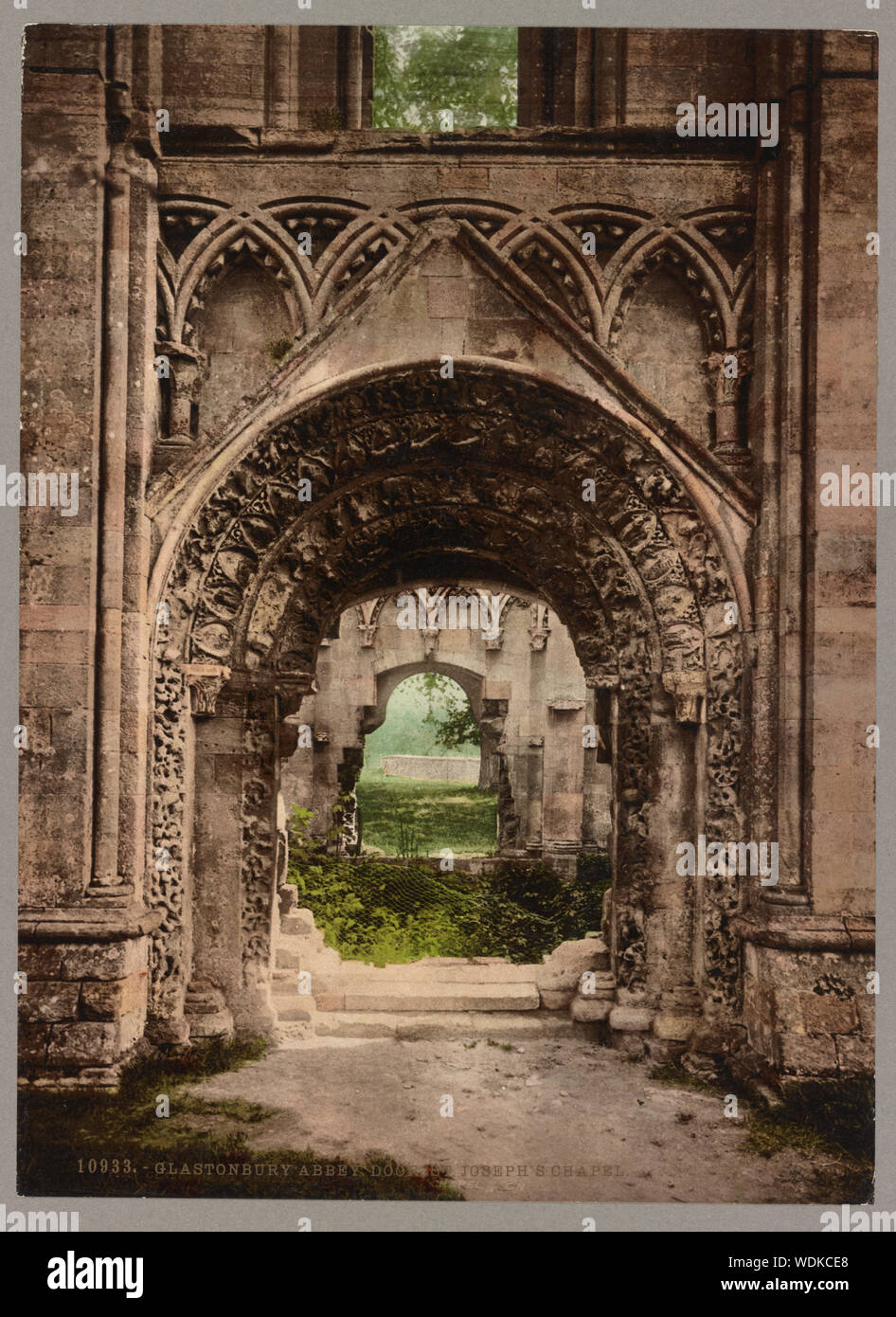 Glastonbury Abbey. Tür. St. Josephs Kapelle Abstract / Medium: 1 Drucken: Farbe photochrom Blatt 17 x 23 cm. Stockfoto