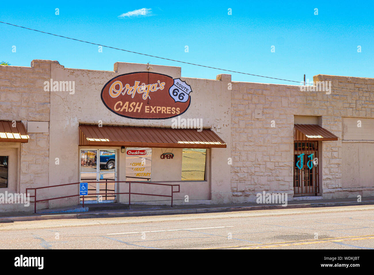 Holbrook, Arizona/USA - August 3, 2919: Ortega Cash Express Stockfoto