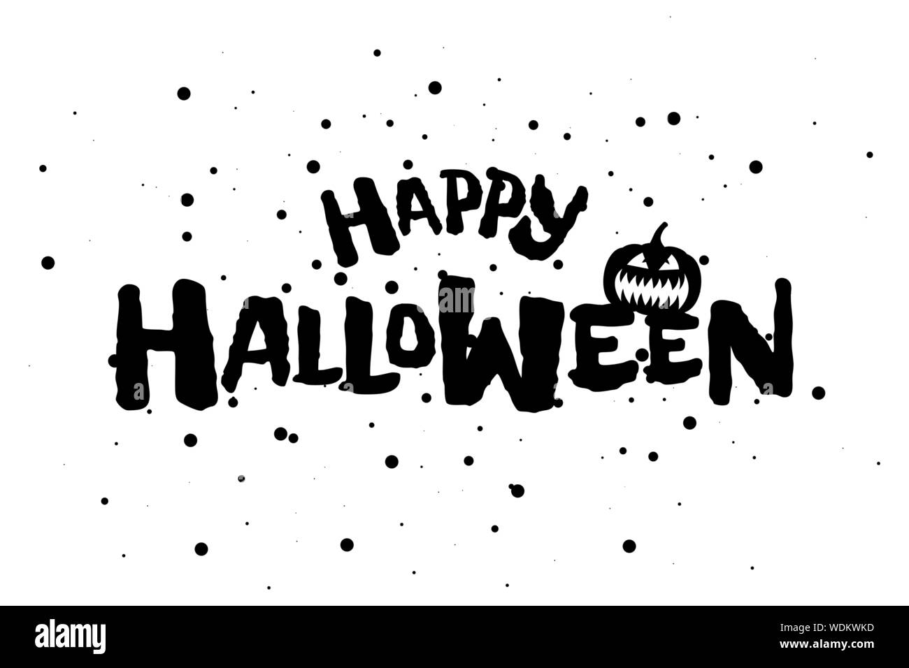 Happy Halloween scary Urlaub text Banner mit Jack O Lantern gruseligen Kürbis. Vektor Grußkarte Schriftzug Design vorlage Einladung Abbildung Stock Vektor