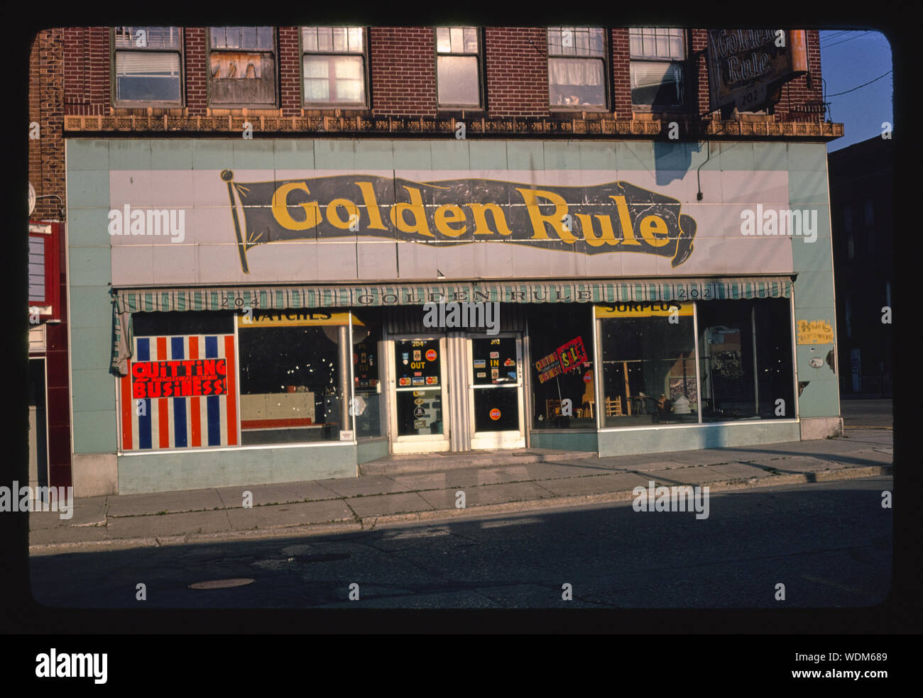 Goldene Regel Storefront, Bundes Avenue, Mason City, Iowa Stockfoto