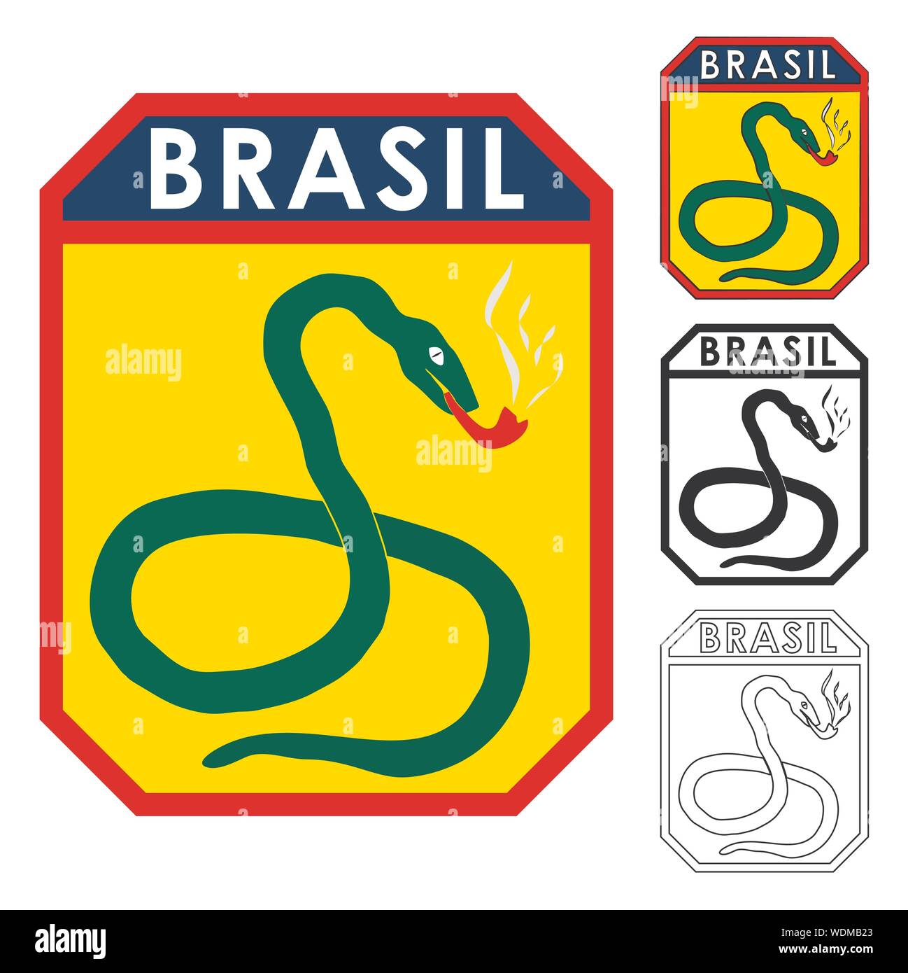 Rauchen Schlangen. Berühmte brasilianische Armee Symbol Stock Vektor