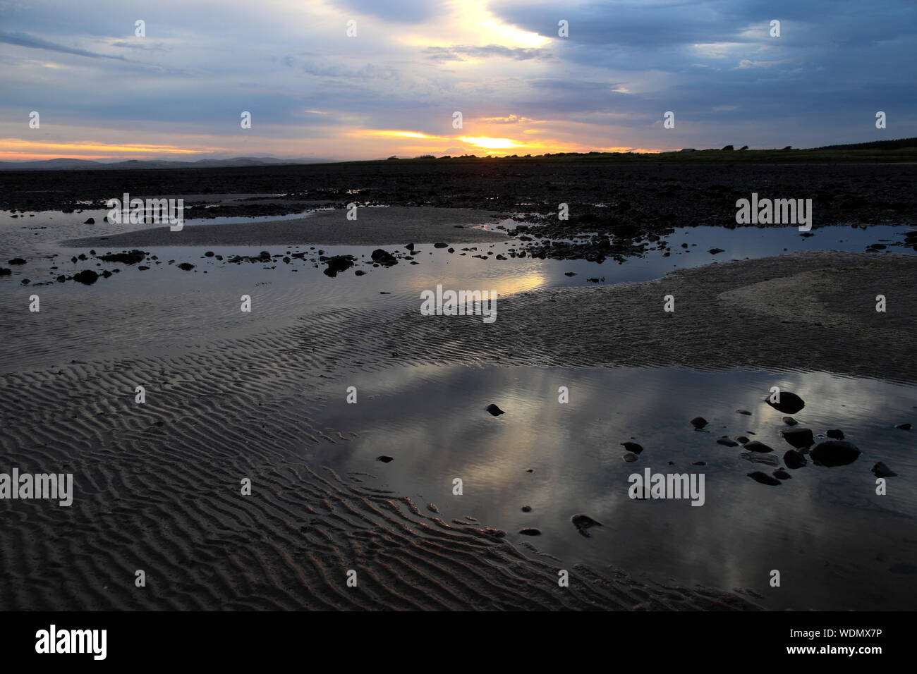 Sandstrand am Solway Firth, Cummertrees, Annan, Dumfries and Galloway, Schottland, Großbritannien Stockfoto